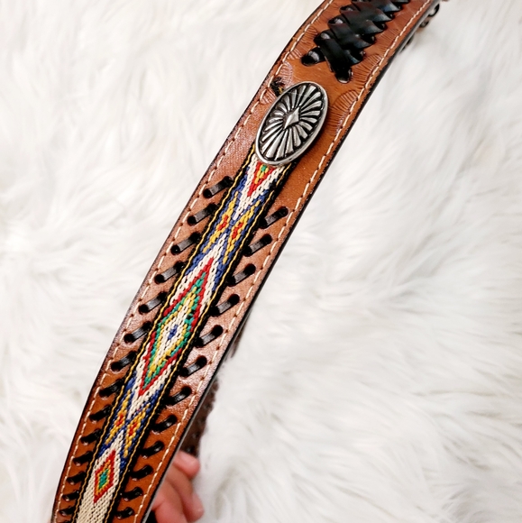 Western brown leather belt - Picture 2 of 10